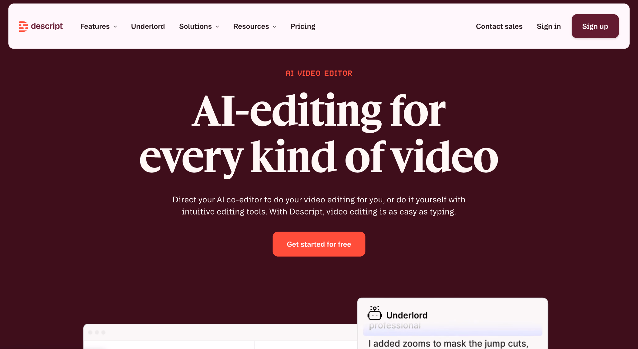 descript homepage