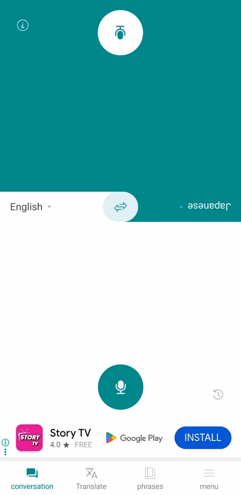 talking translator tap mic button