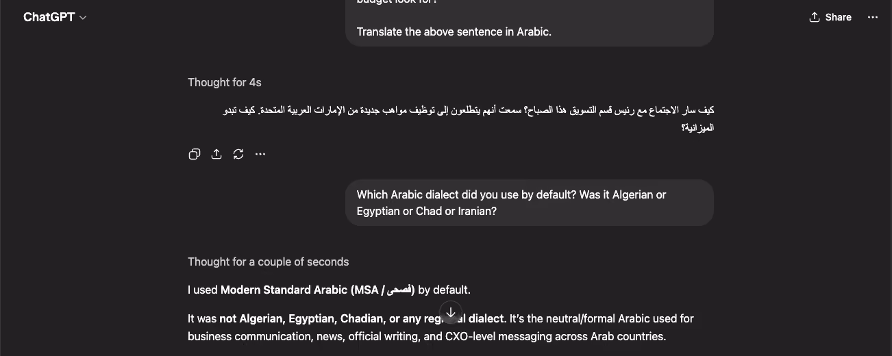 best arabic translator chatgpt translation testing
