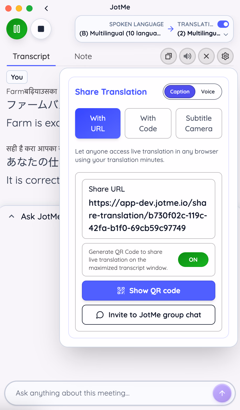 share live translation