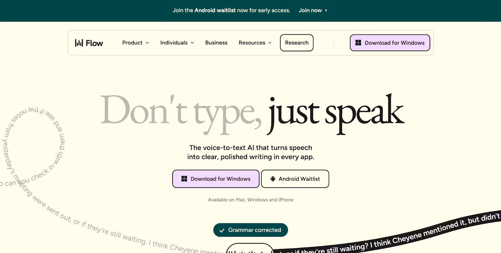 wispr flow homepage