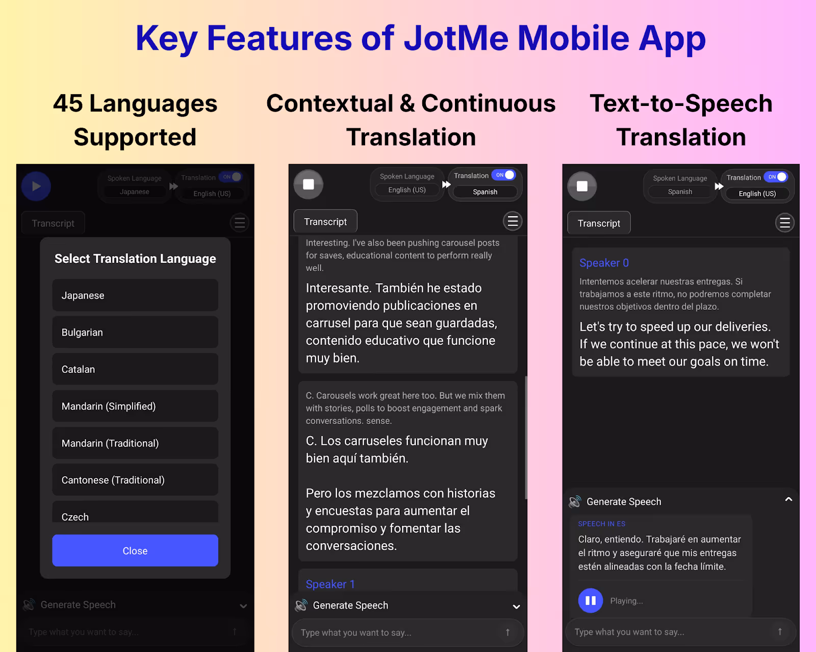 jotme mobile key features
