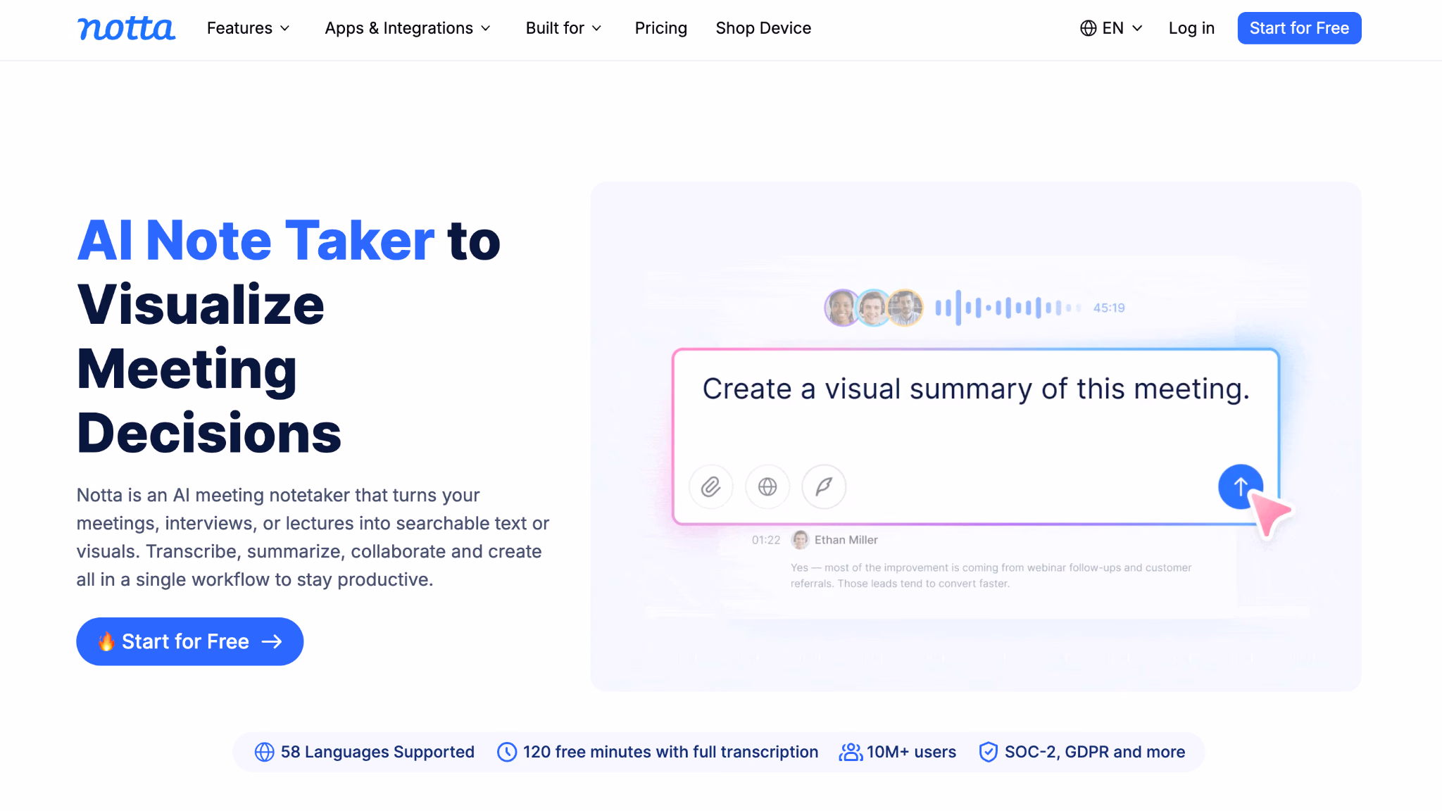 notta homepage