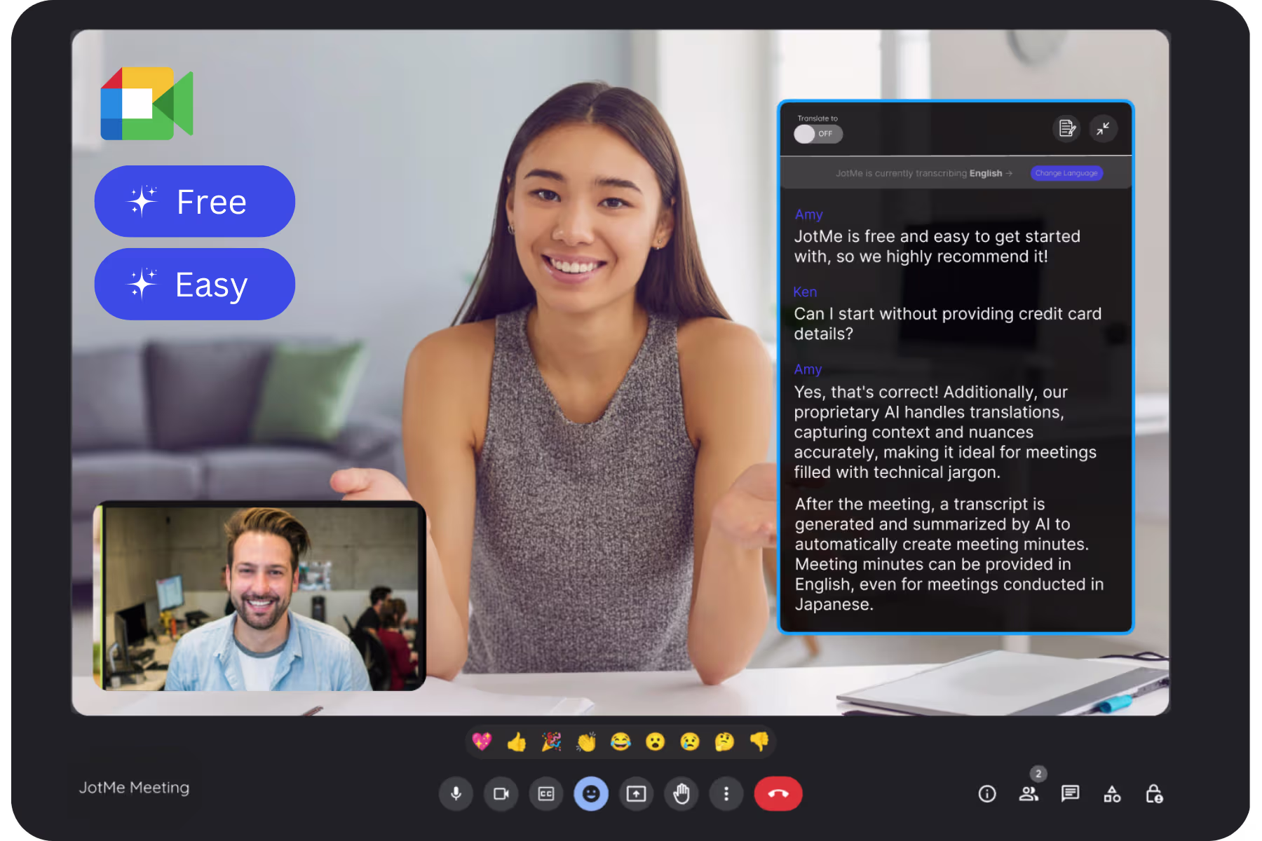 JotMe — 3つのAIモデルと200の言語。最も簡単で信頼できるリアルタイム文字起こし。