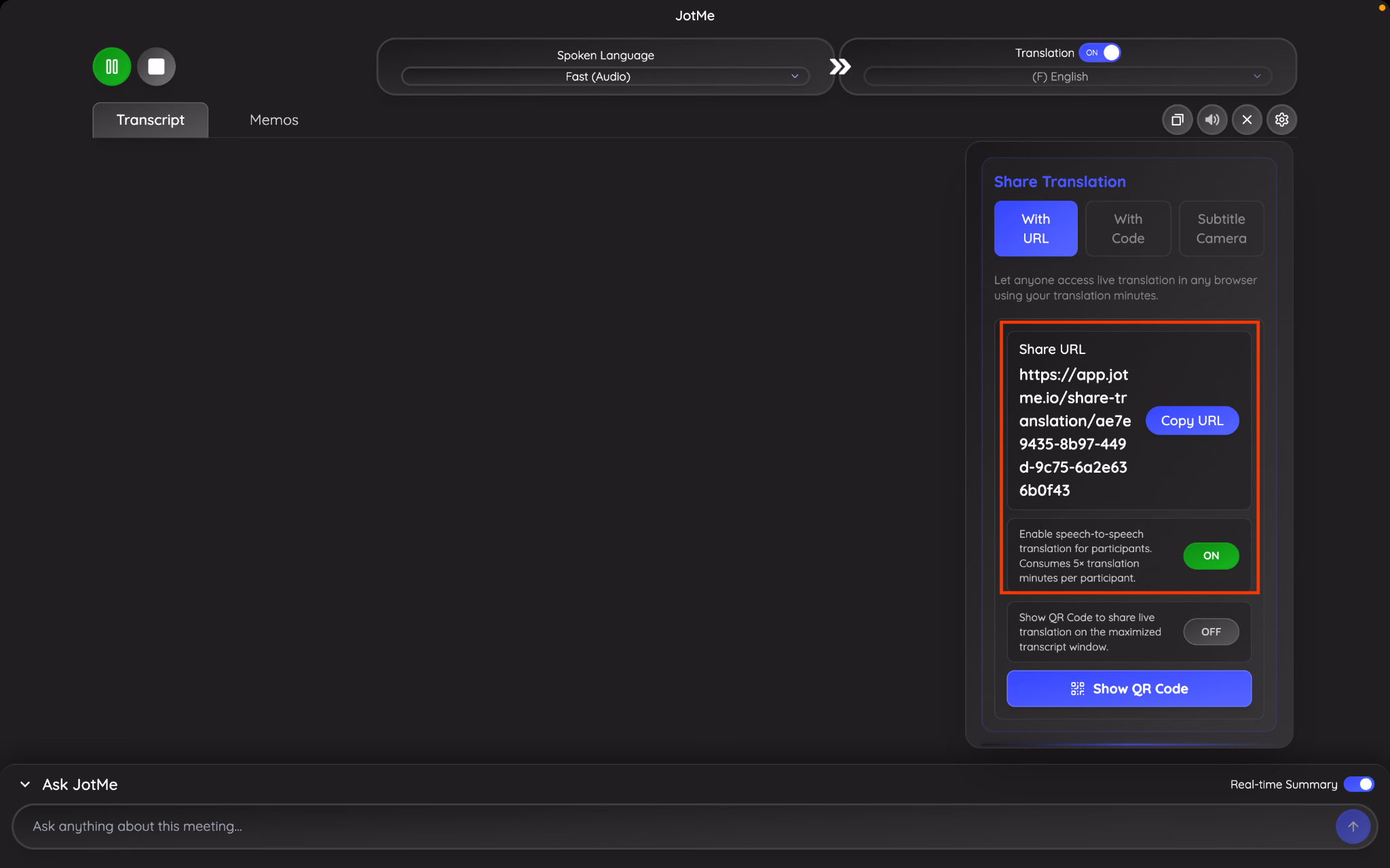JotMe — Como você compartilha a tradução ao vivo de IA com equipes globais?