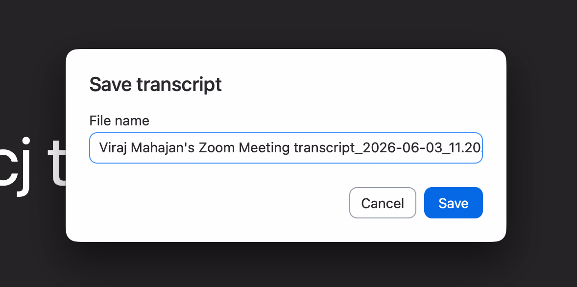 сохранение расшифровки в zoom