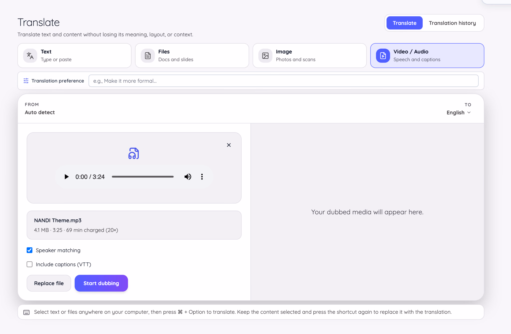 JotMe audio and video translation