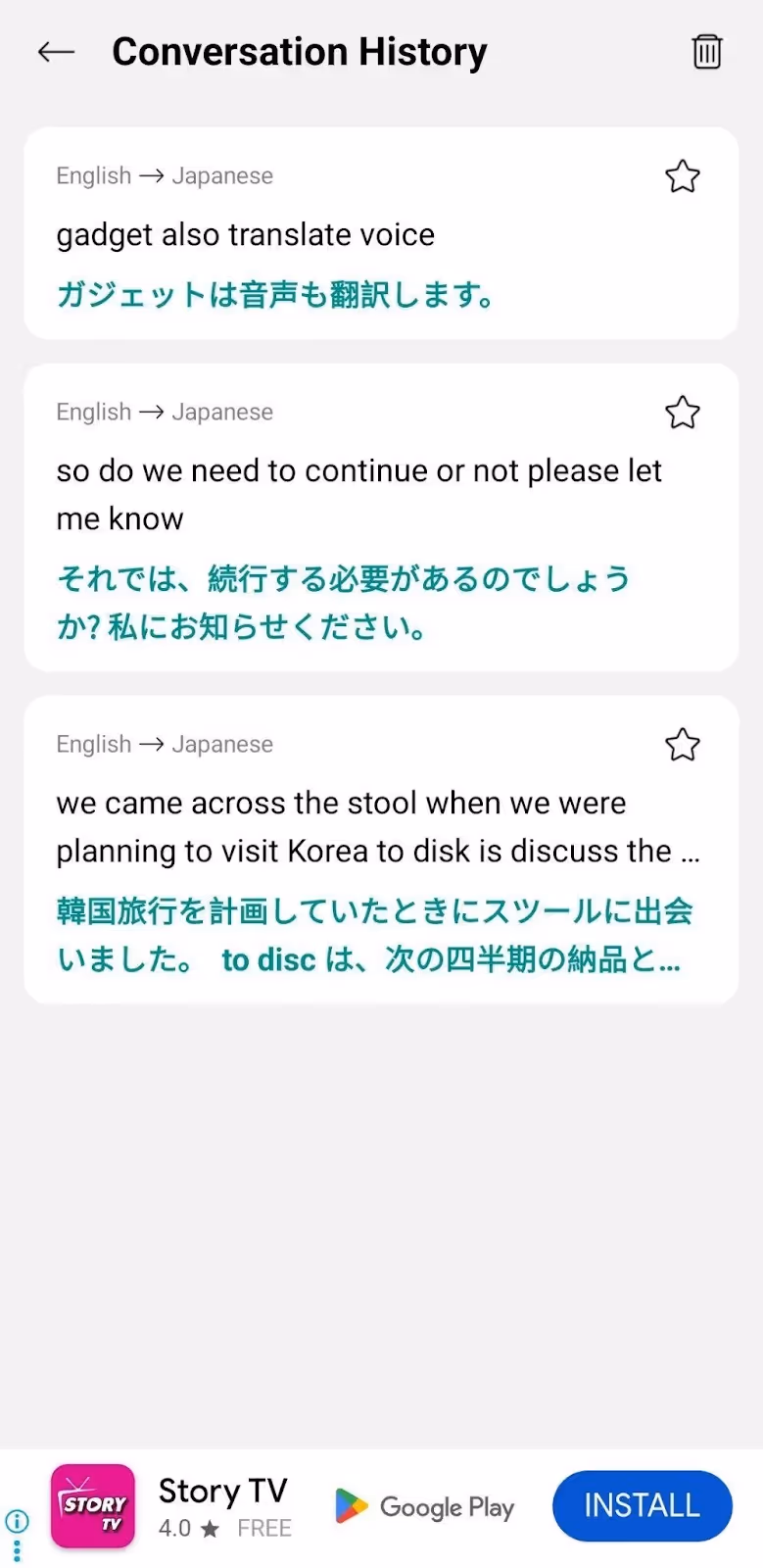 talking translator conversation histor