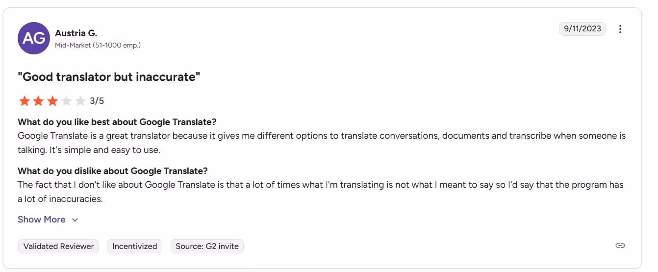 google translate review