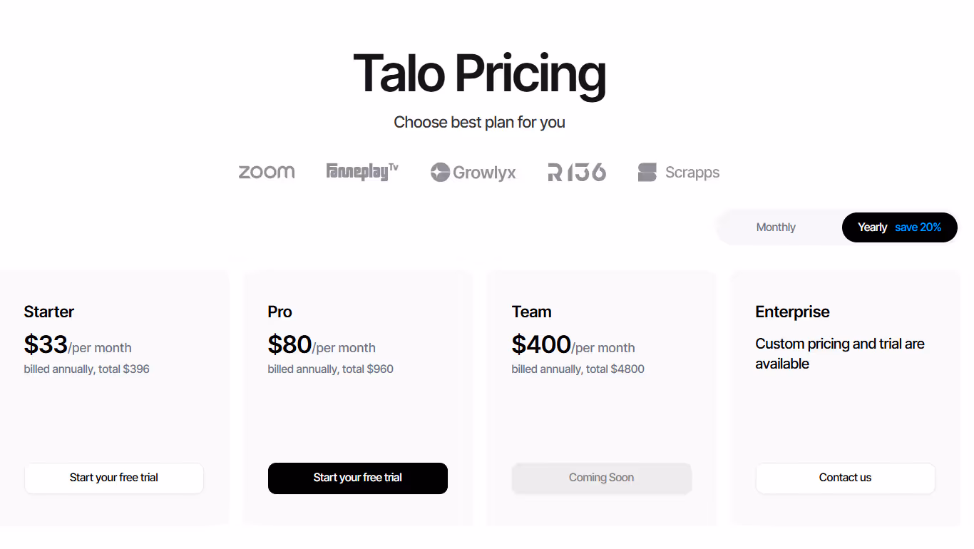 talo pricing