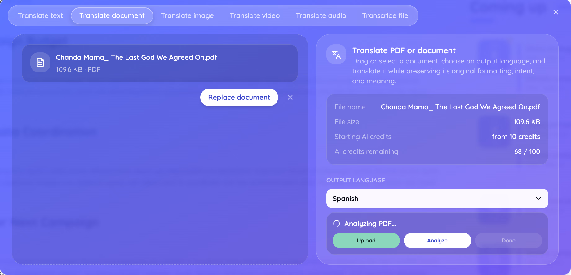 análise do tradutor de pdf do jotme