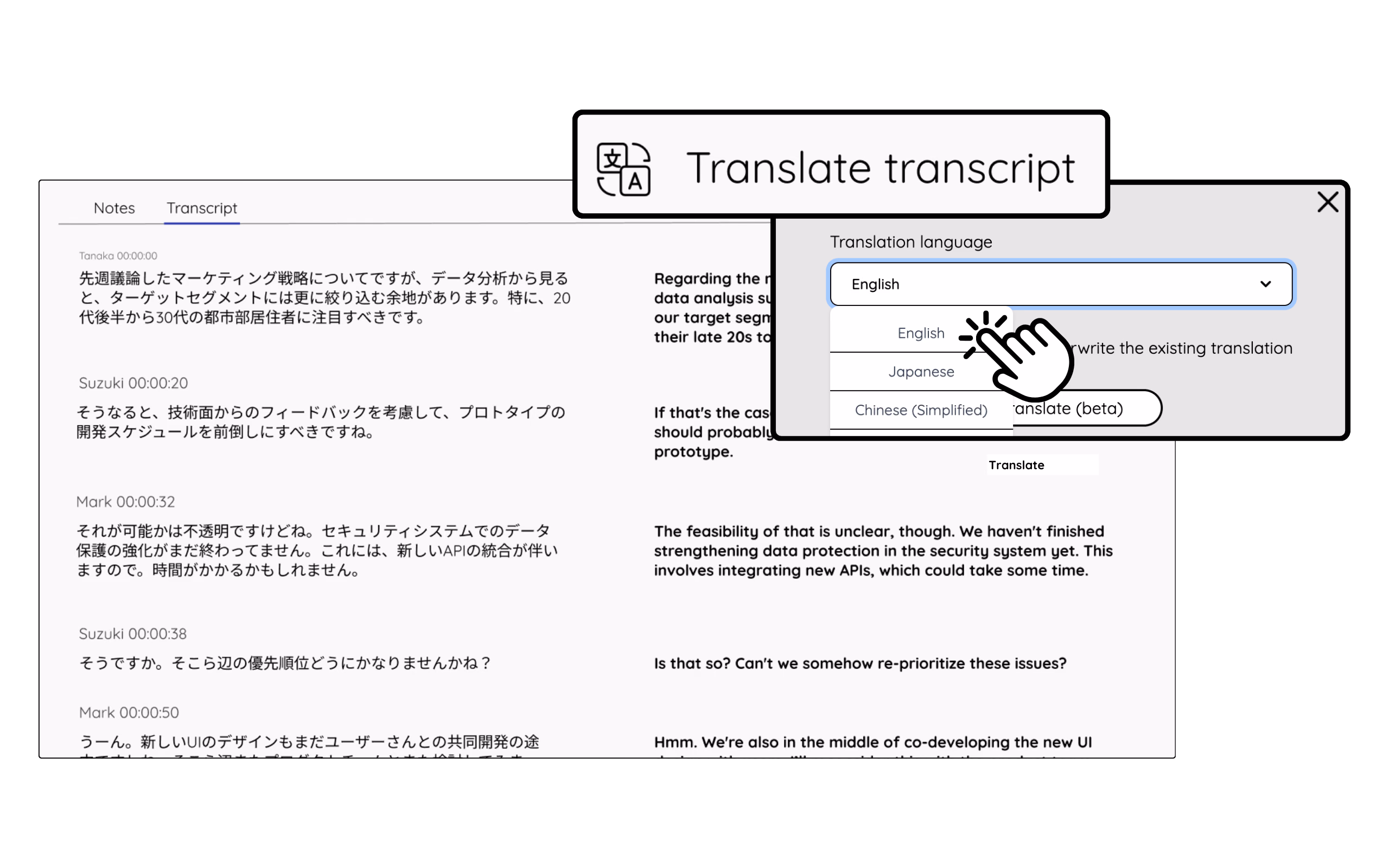Transcript translation