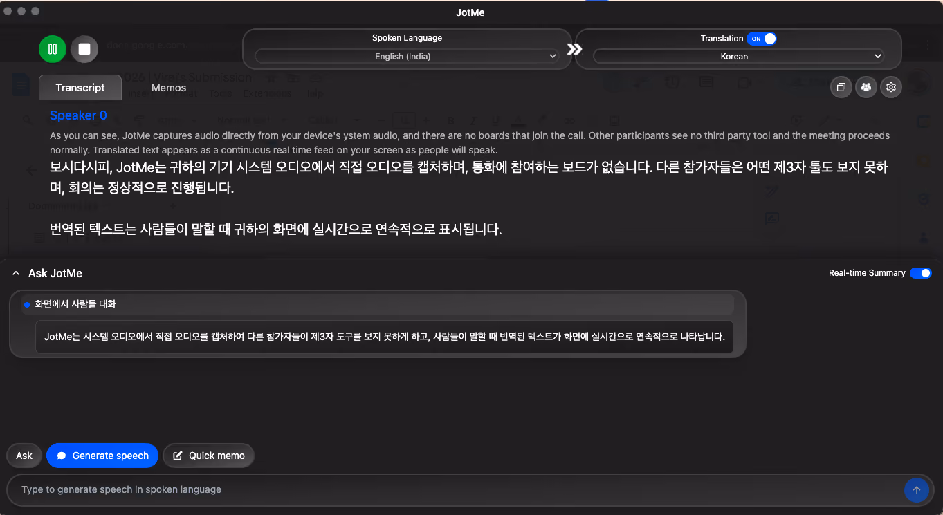 How to Use Live Translation JotMe Mobile App