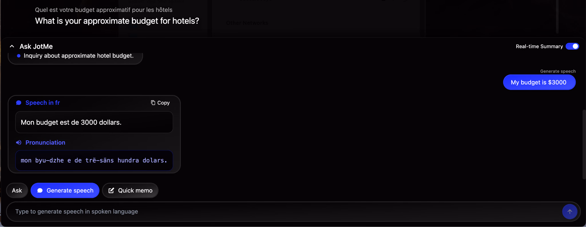 JotMe Generate Speech