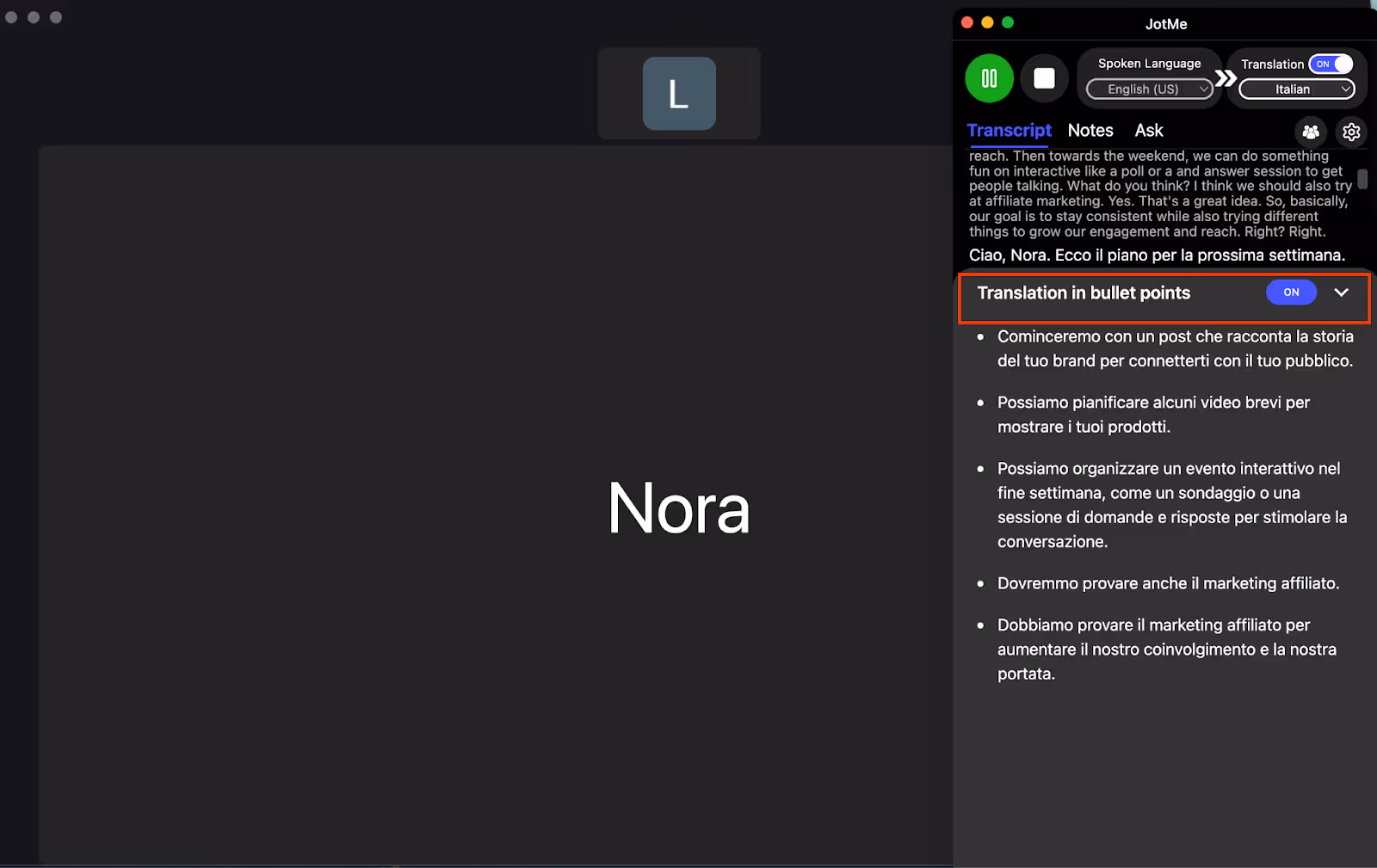 JotMe — A Quick Comparison: Live English to Italian Language Translator