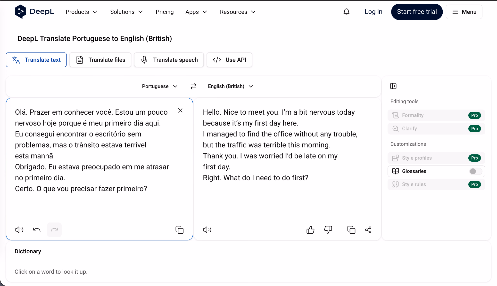 deepl portuguese to english translation