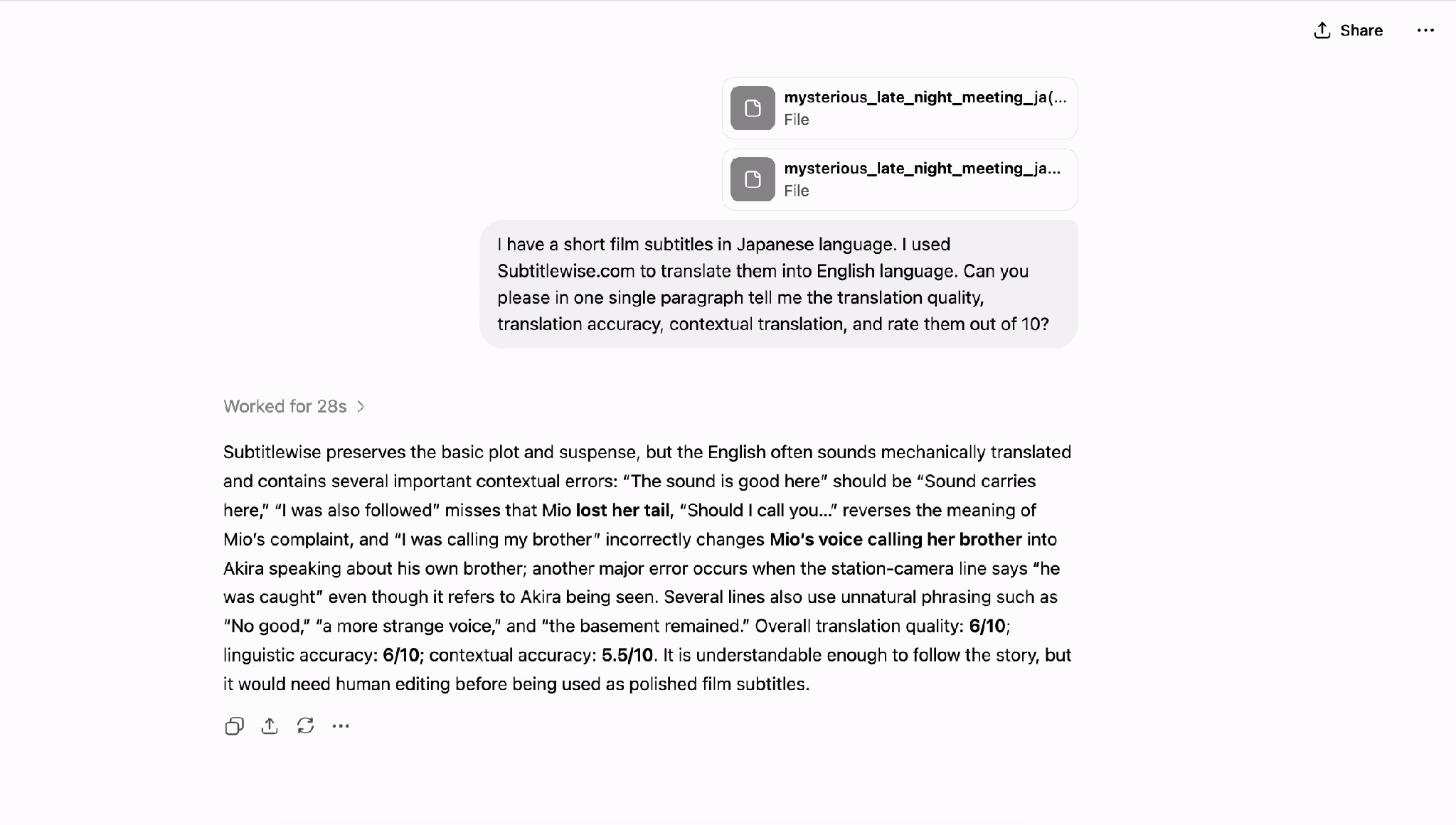 análisis de chatgpt de los resultados de subtitlewise