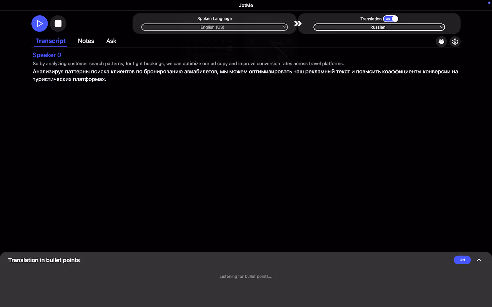 JotMe — Table of Content