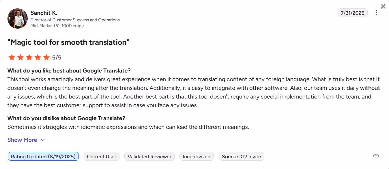 google translate review
