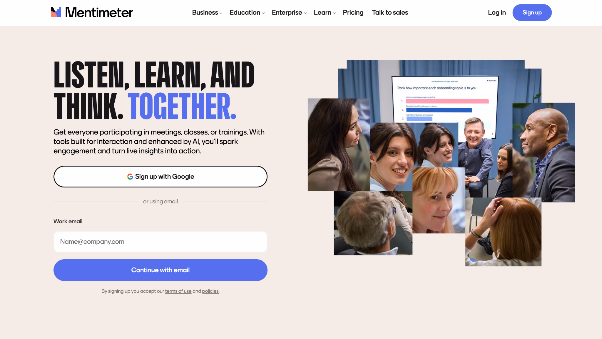 mentimeter homepage
