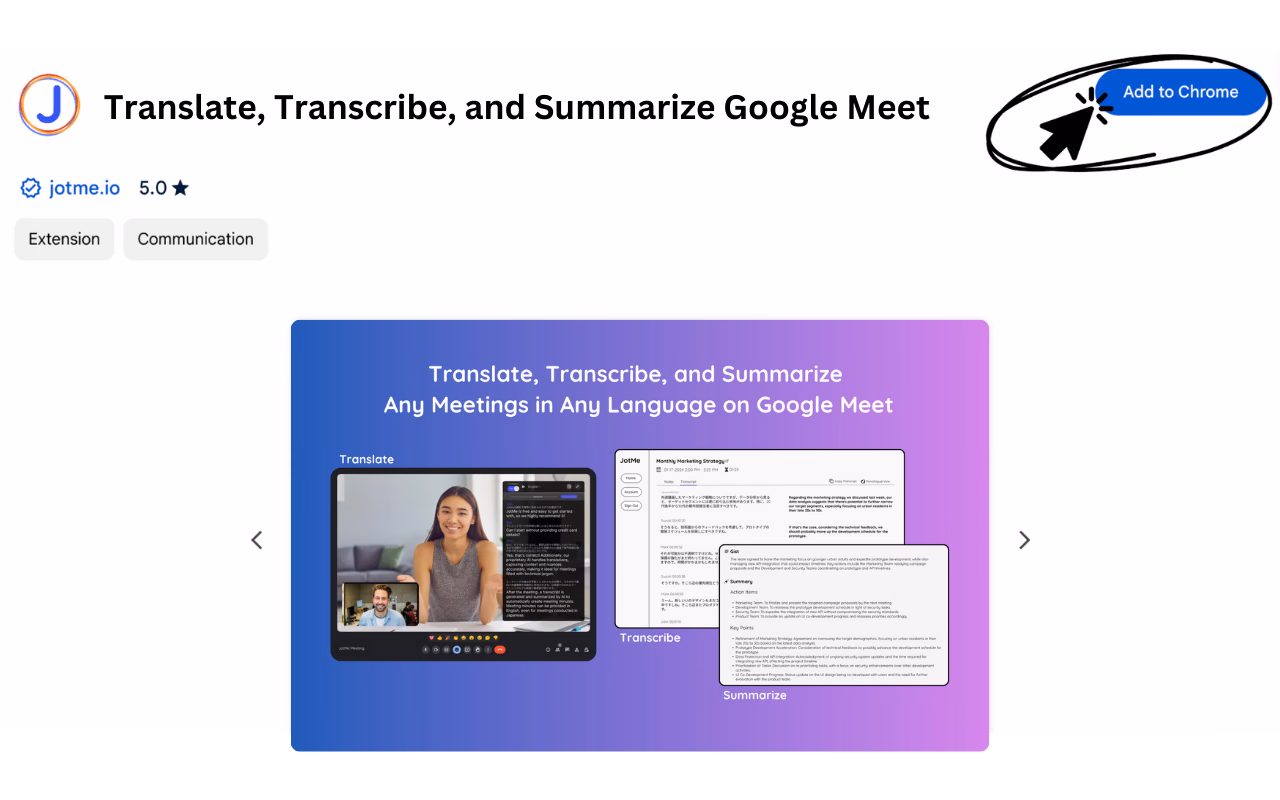 Install JotMe to extract the Transcript