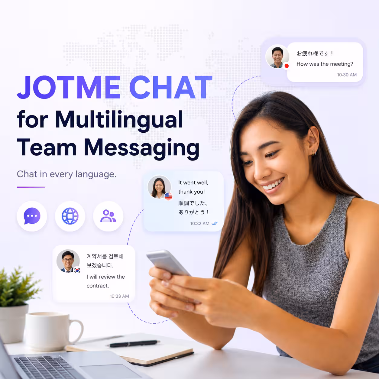 JotMe Chat: Chat-Übersetzung in Echtzeit für mehrsprachige Teams
