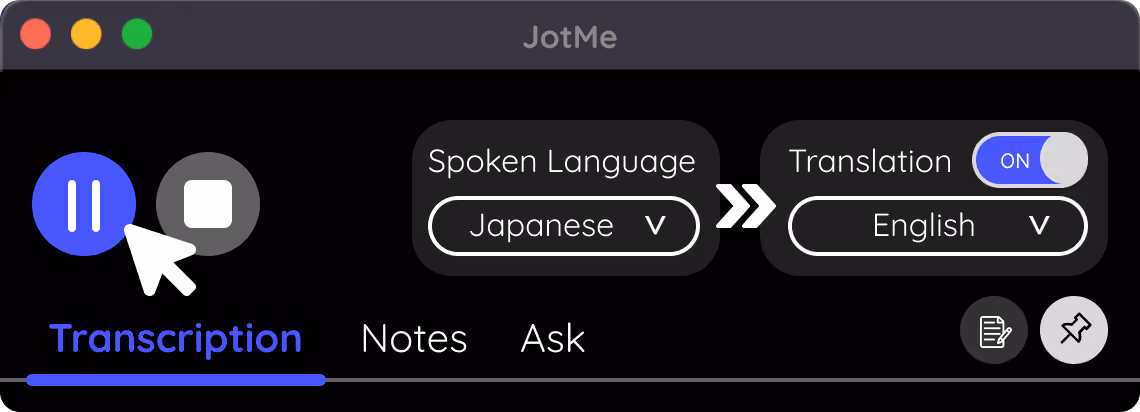 2. Start a live translation