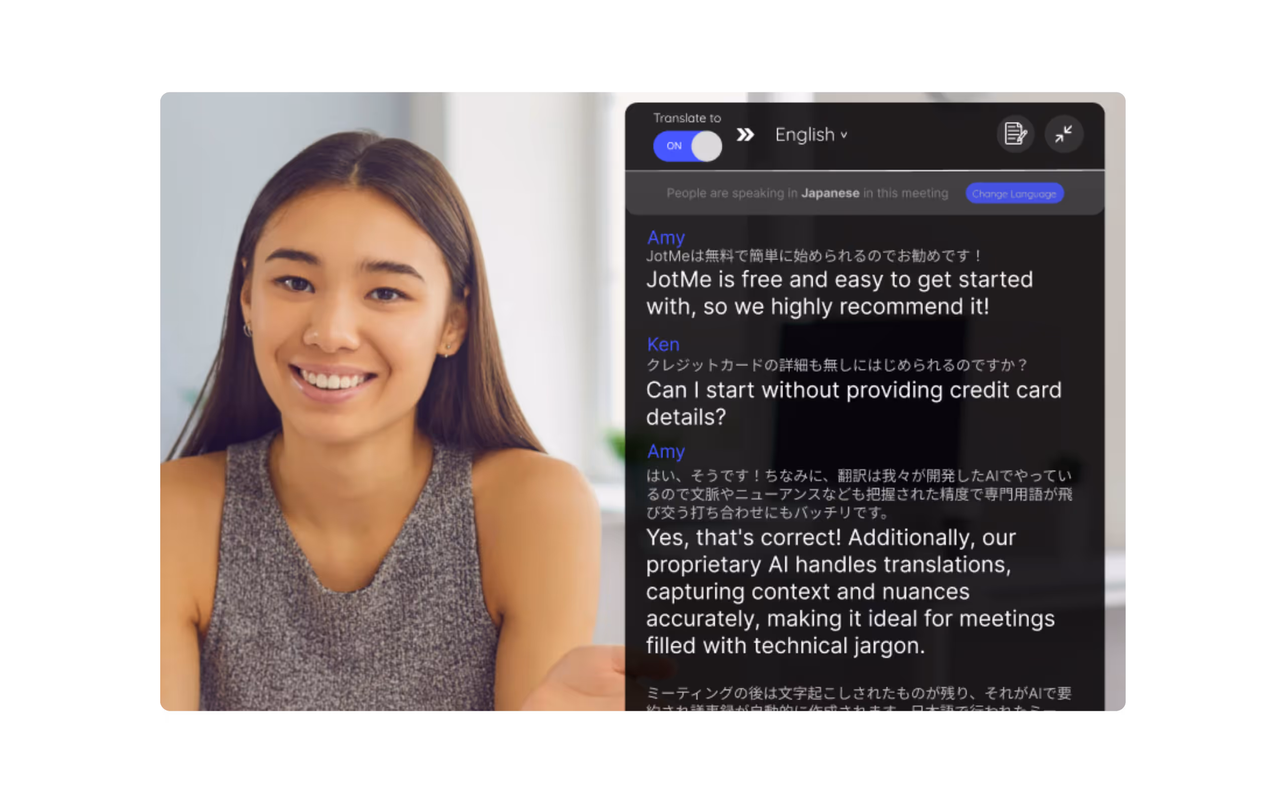 Captions in live transcription