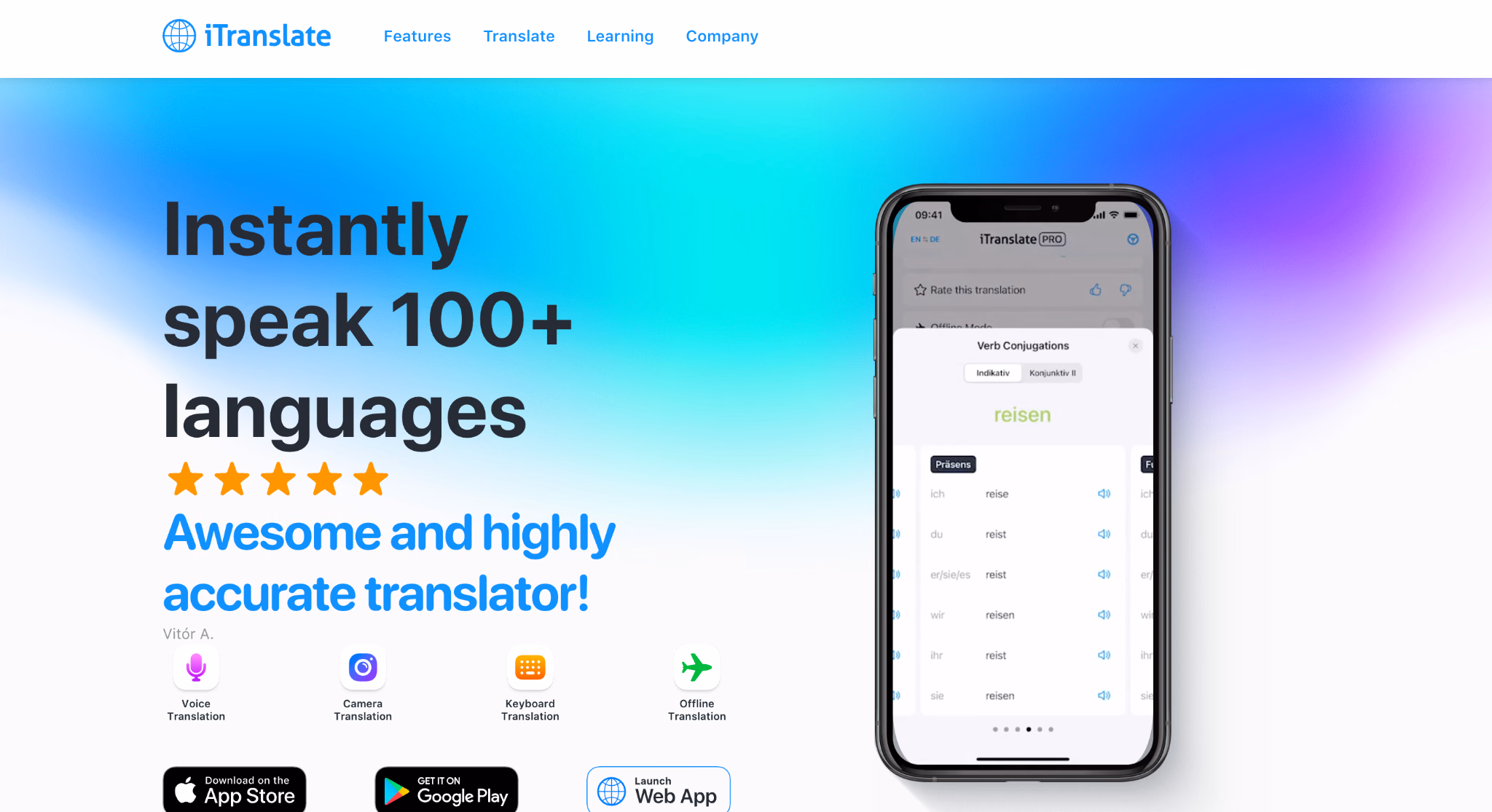 главная страница itranslate