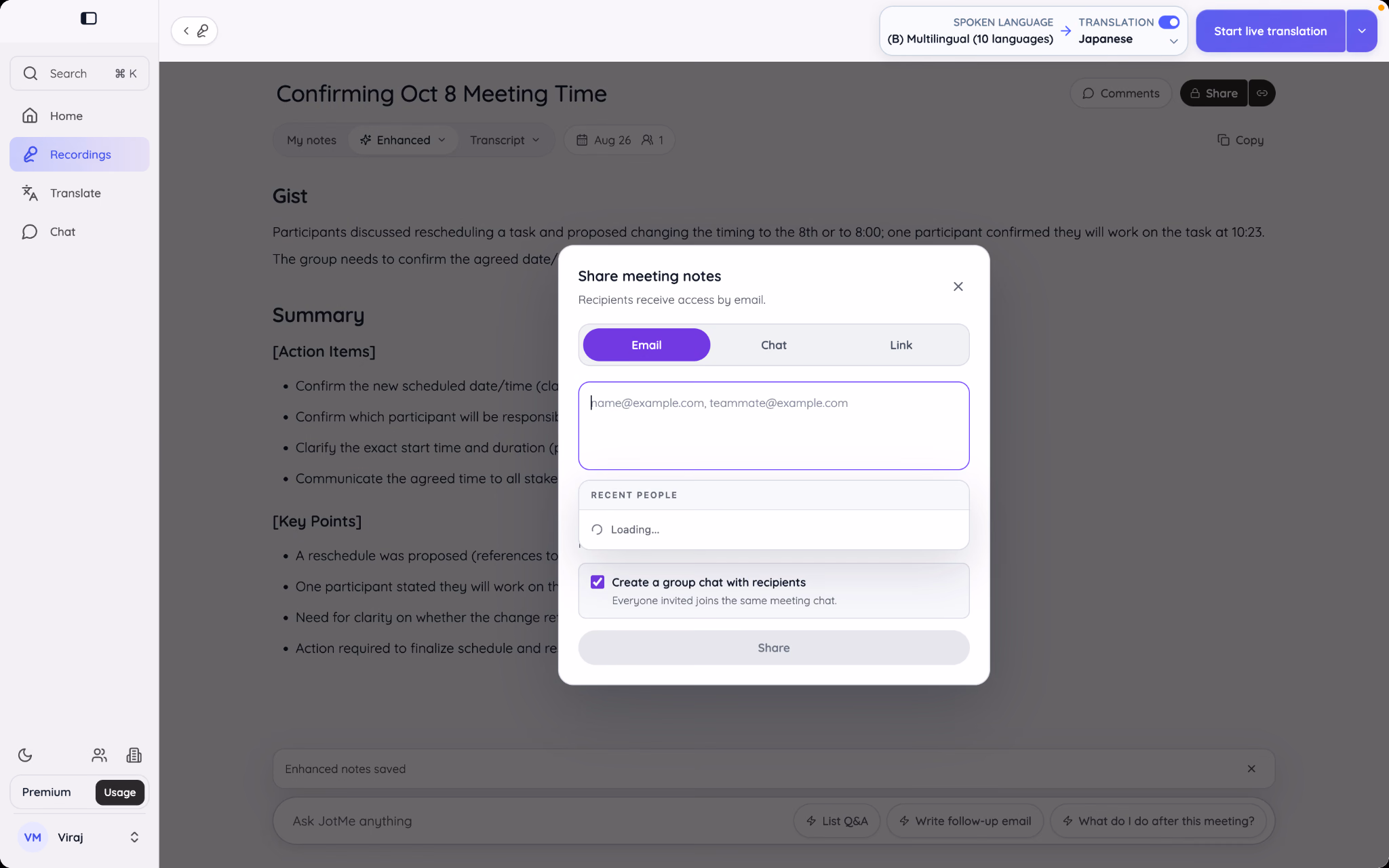 share or download meeting recordings