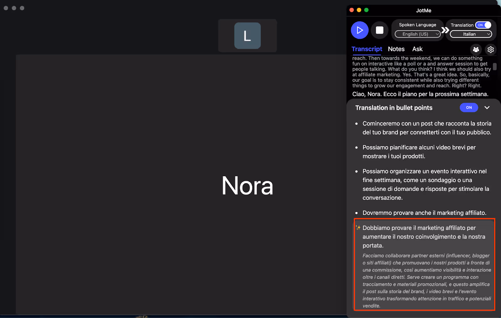 JotMe — A Quick Comparison: Live English to Italian Language Translator