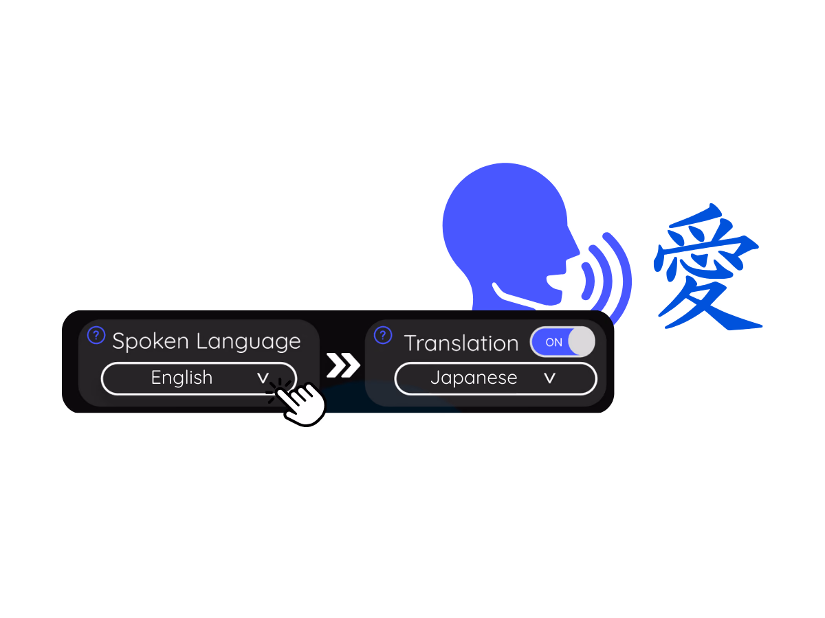 Japanese to English translation setting - change Spoken language