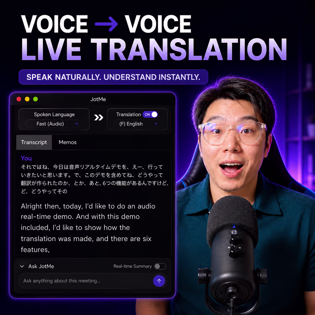 JotMe — Sprachübersetzung in Echtzeit: Voice-to-Voice-Übersetzung ist da