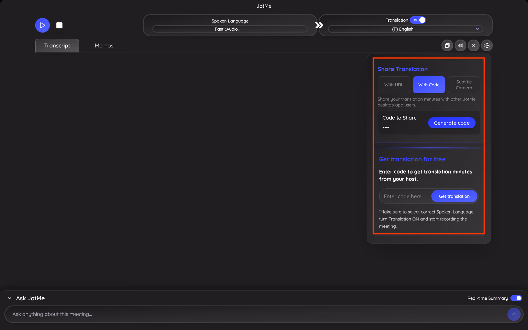 JotMe — What are the Prerequisites to Share Live Translation With QR Code?