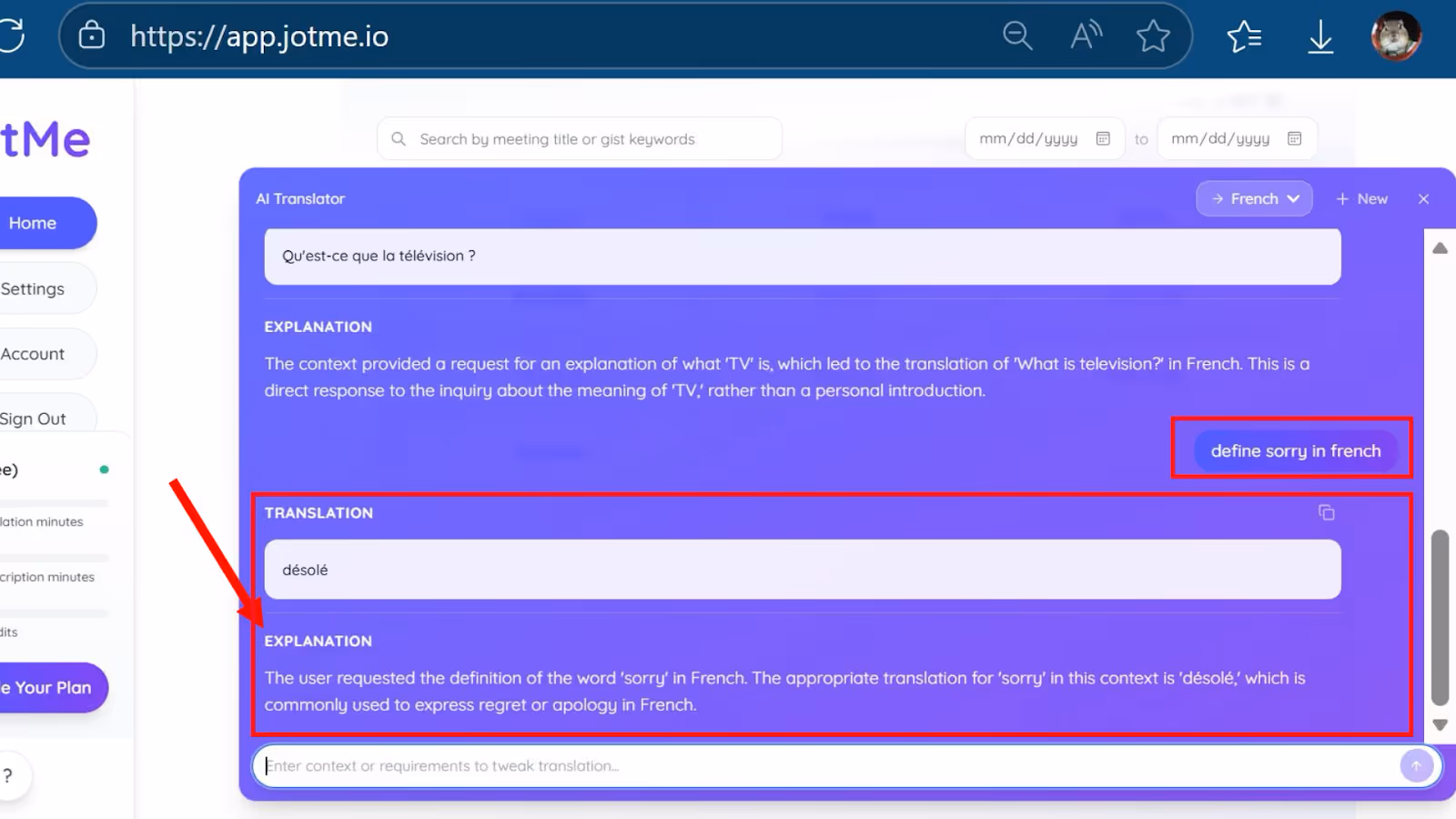 jotme ai translator explanation