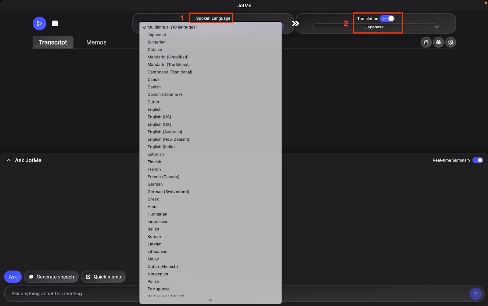 jotme choose language