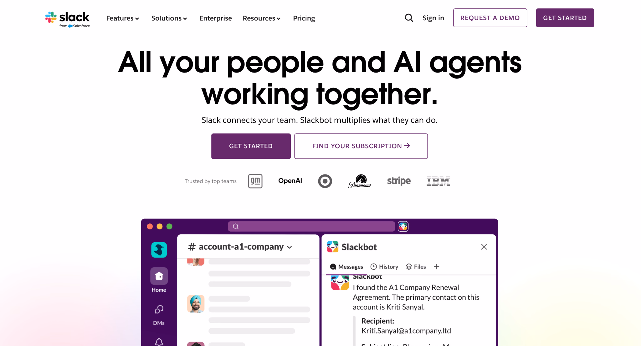 Slack Startseite