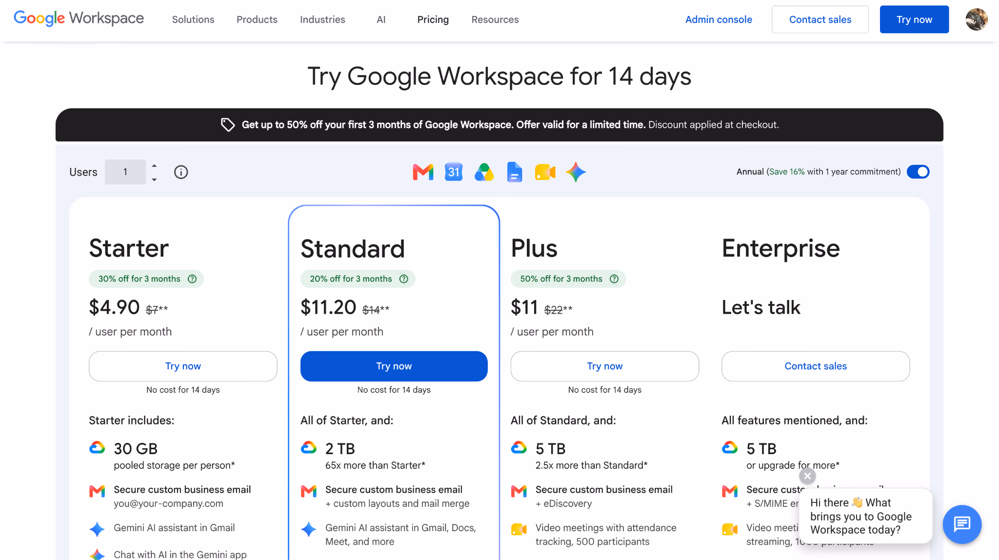 google chat pricing