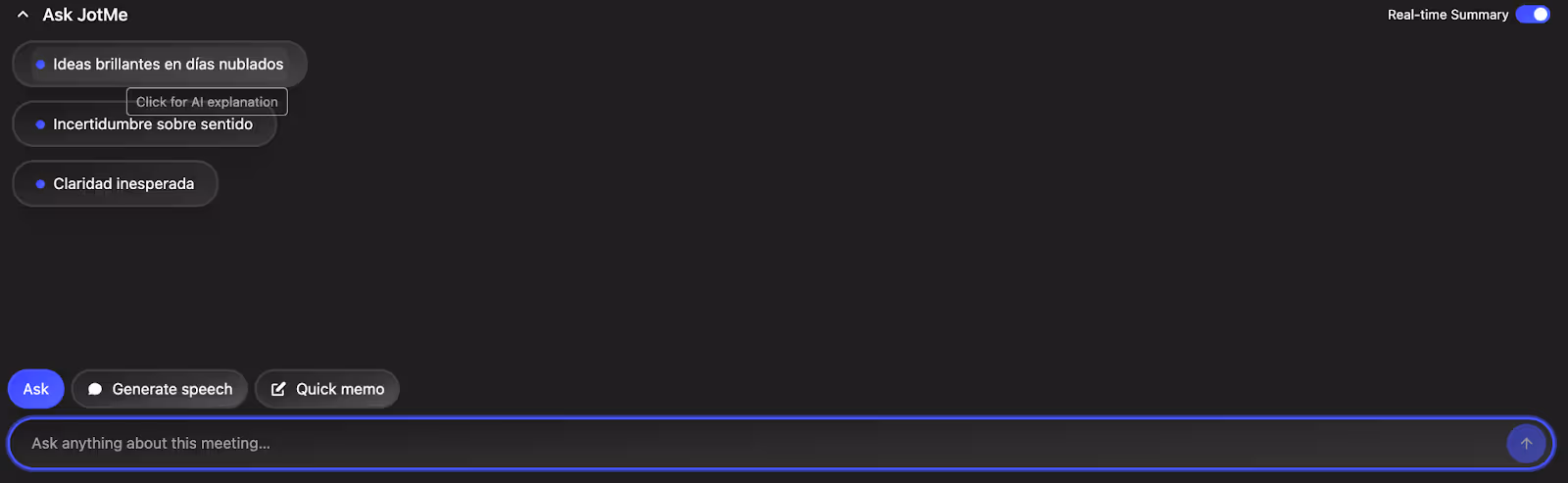 jotme real time summary