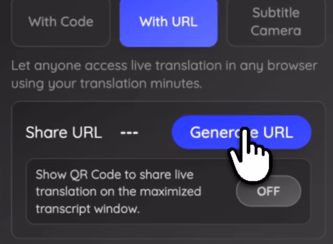 share translation minutes with url or code