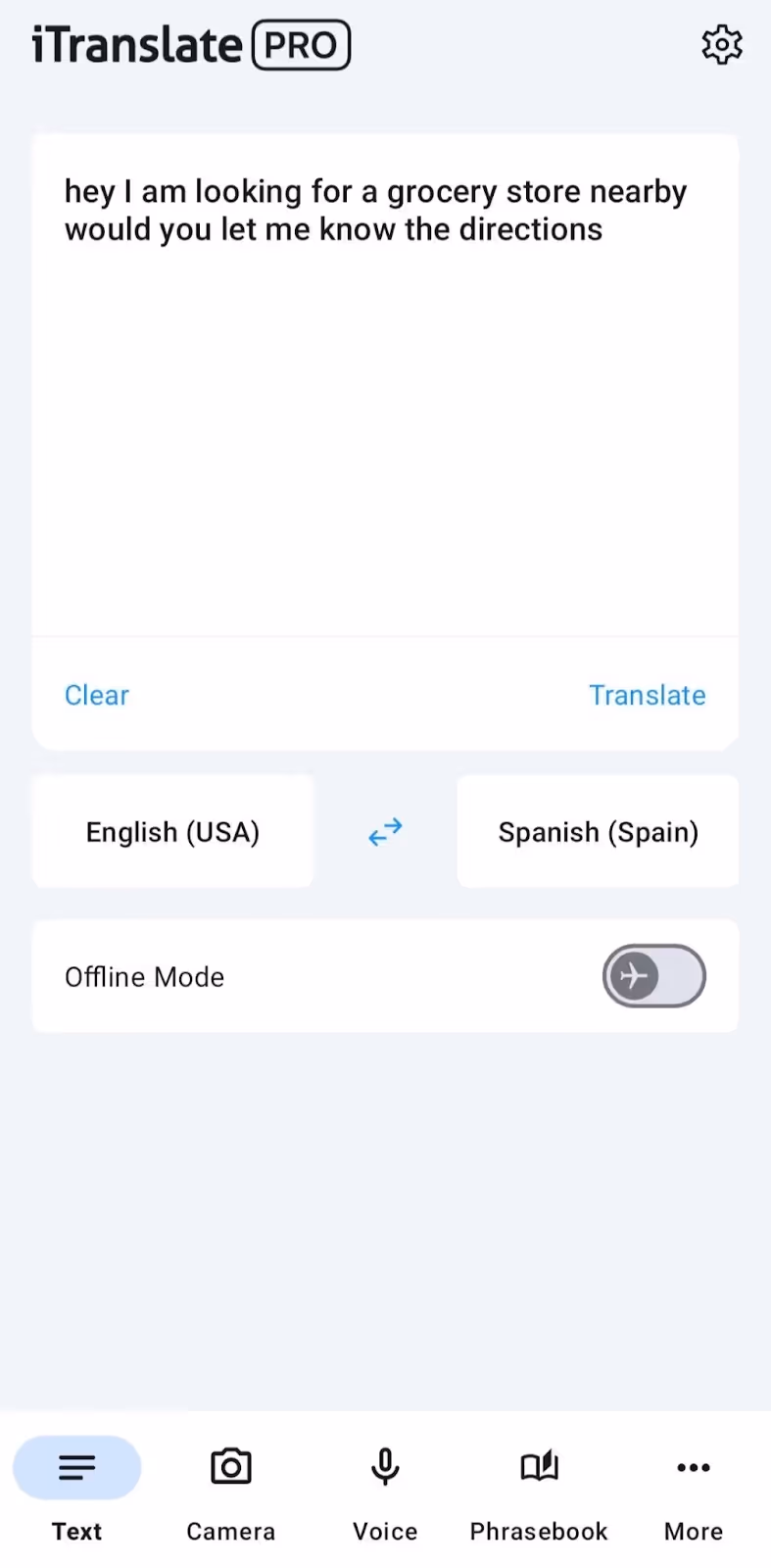 itranslate transcribed text