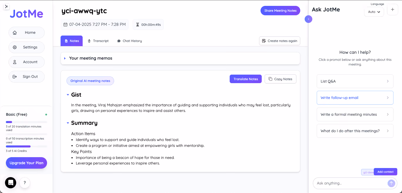How to Use Live Translation JotMe Mobile App