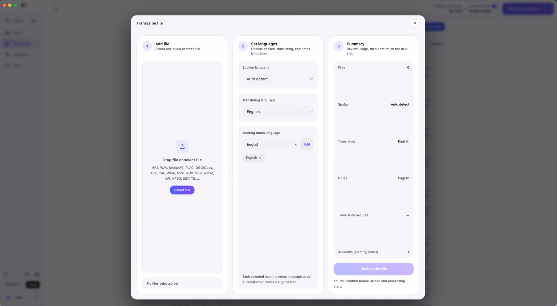 jotme transcribe files