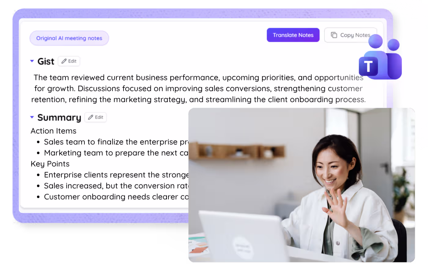 JotMe — Summaries during and after the call