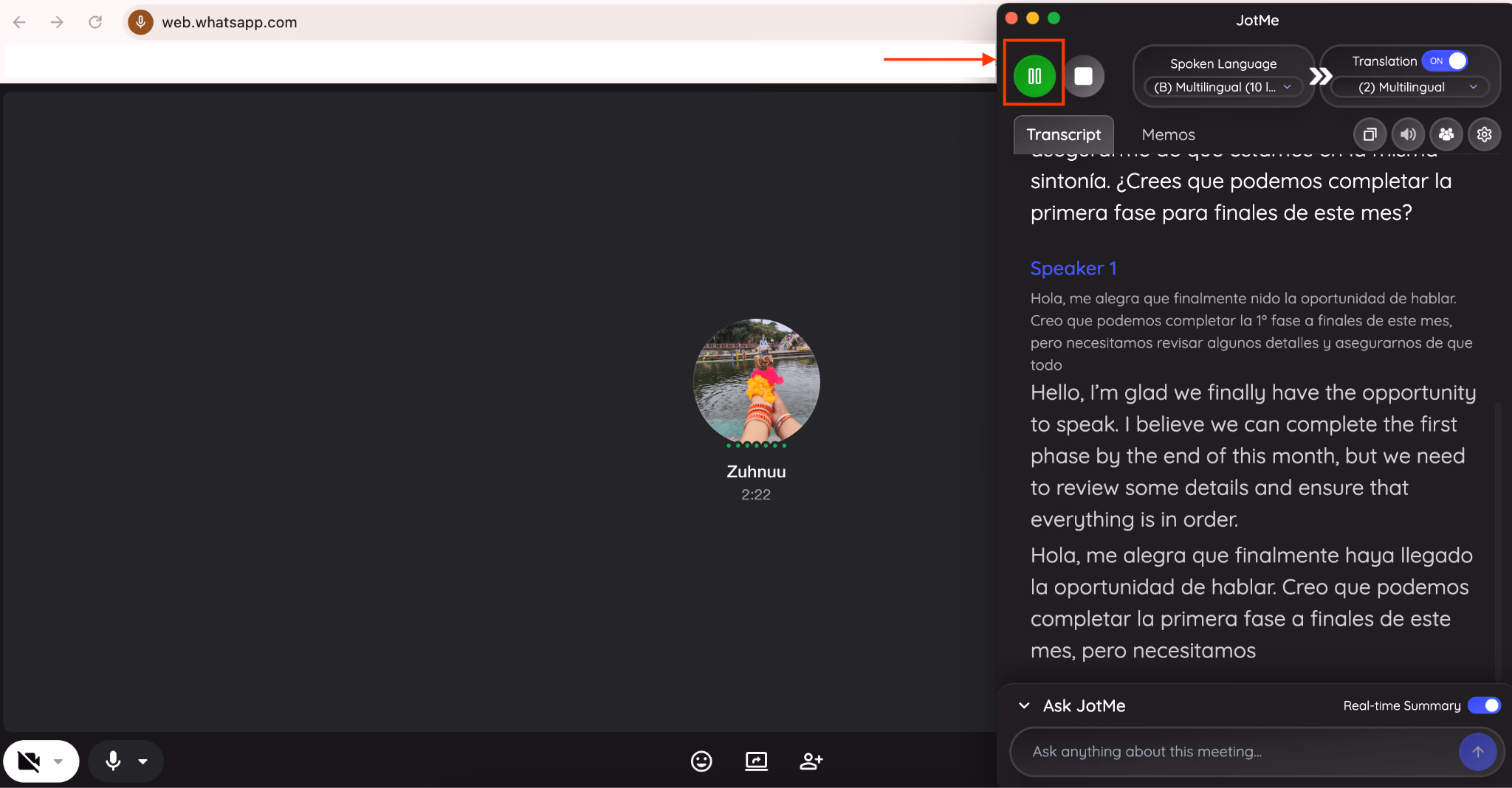 Live-Übersetzung starten