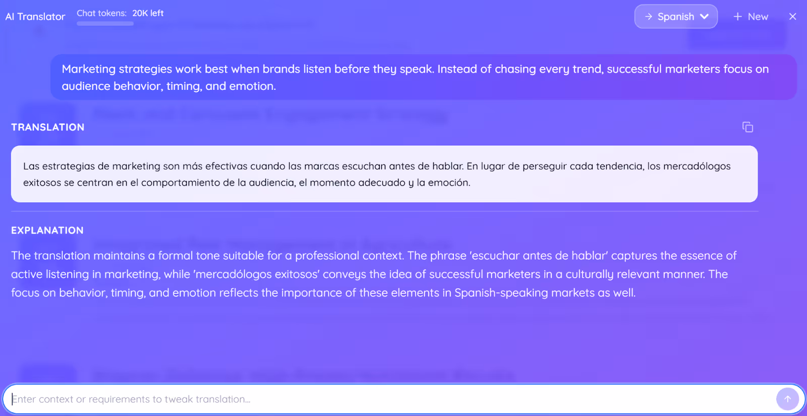 jotme explanation box for text translation