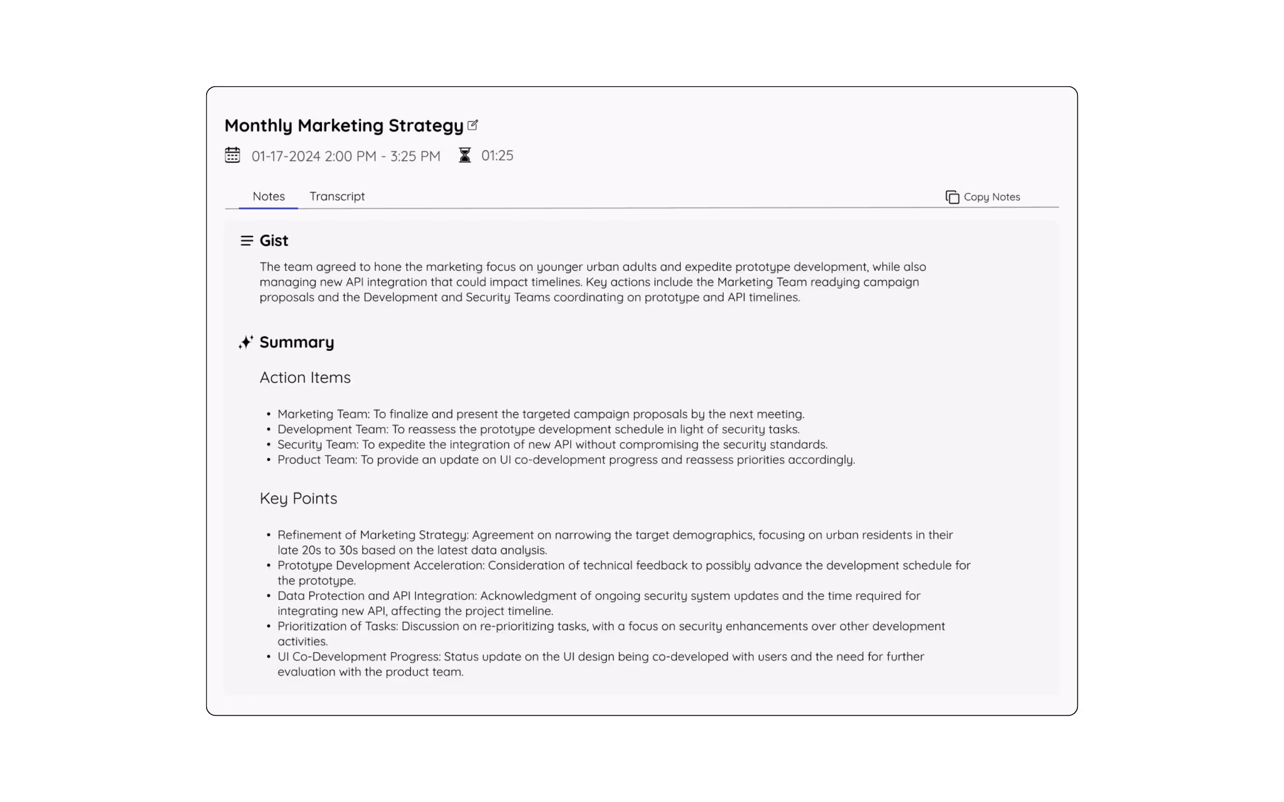 AI meeting notes