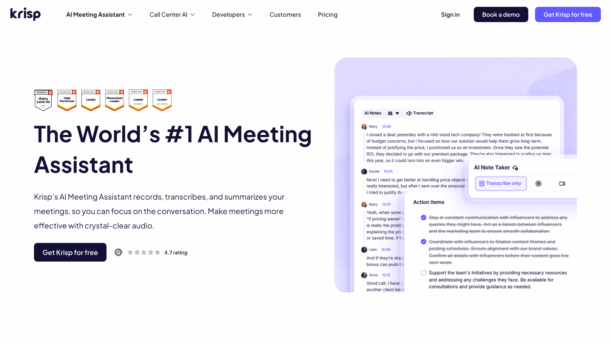 krisp homepage