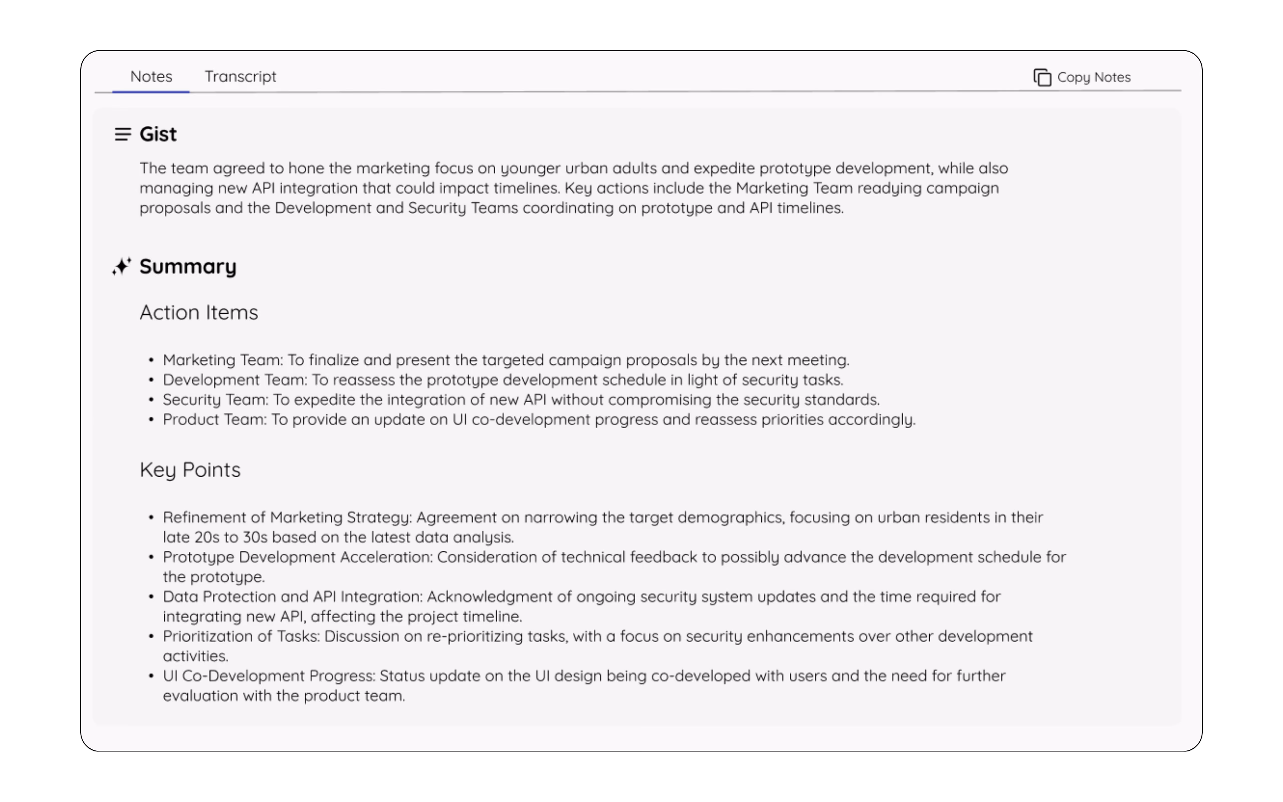 Generating AI meeting summaries