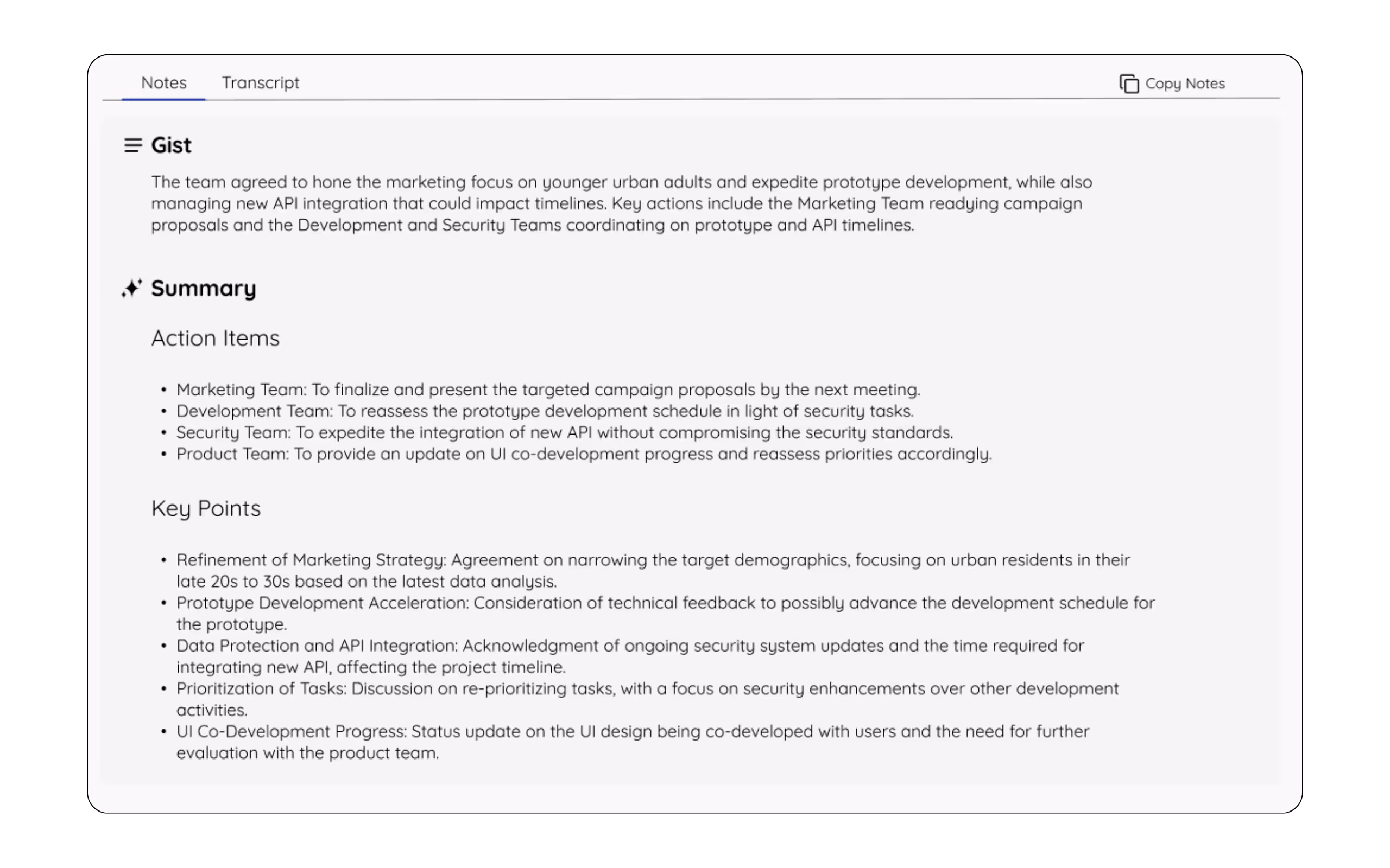 Generating AI meeting summaries